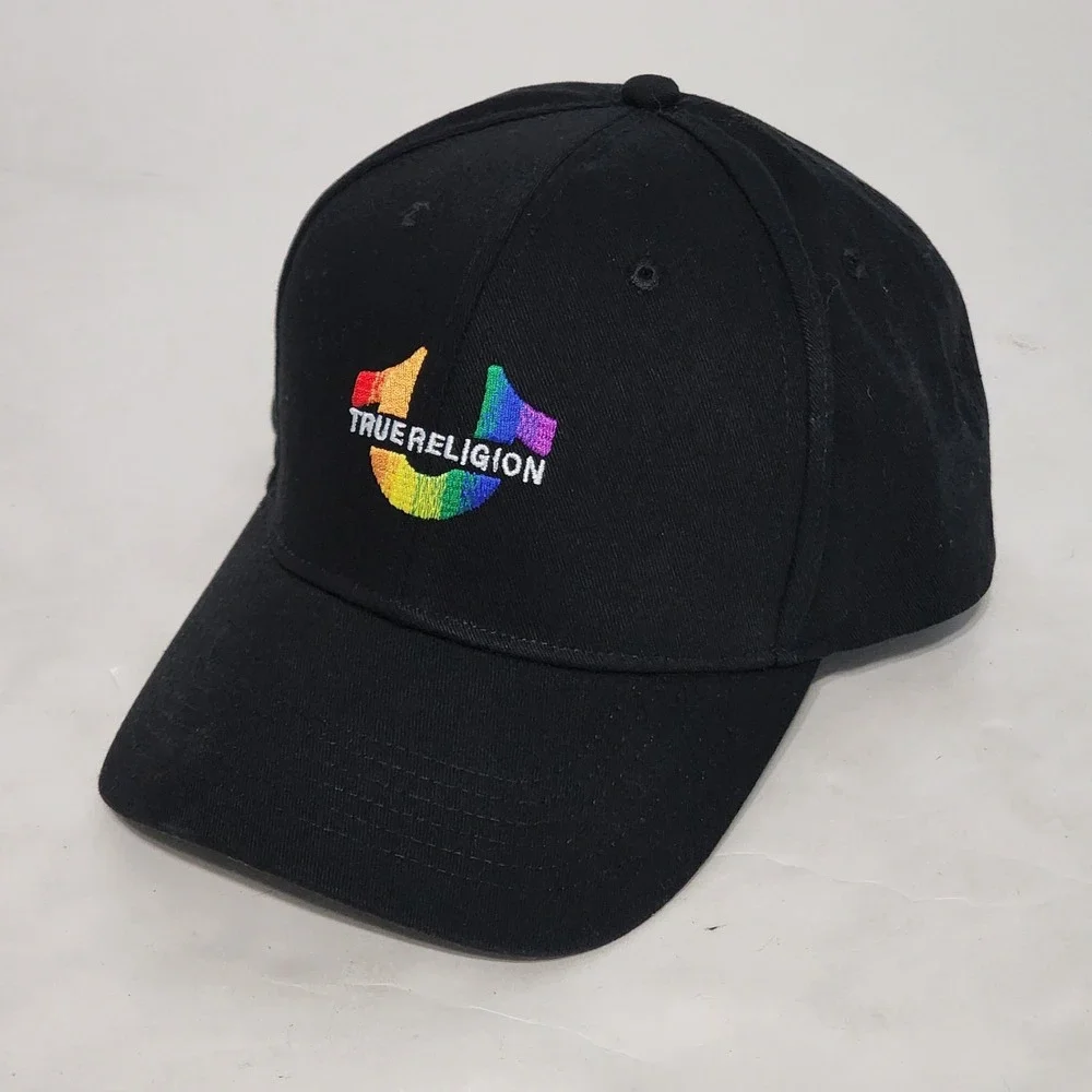 True Religion Pride Rainbow Logo Hat Adult Black Adjustable Snapback‎ Cap OSFM